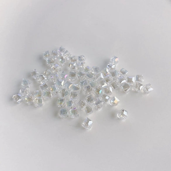 Wholesale Diy Jewelry Accessories Geometric Square Transparent Perforated Glass Crystal Beads With Glaze And Environmental Protection Treatment