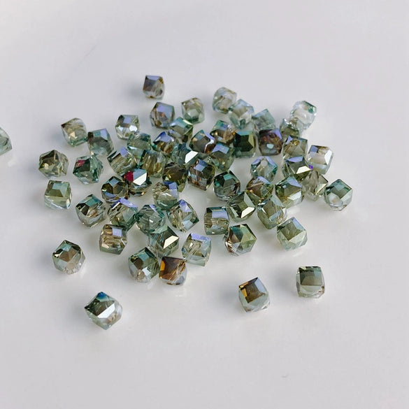 Wholesale Diy Jewelry Accessories Geometric Square Transparent Perforated Glass Crystal Beads With Glaze And Environmental Protection Treatment