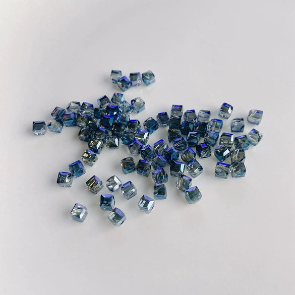 Wholesale Diy Jewelry Accessories Geometric Square Transparent Perforated Glass Crystal Beads With Glaze And Environmental Protection Treatment
