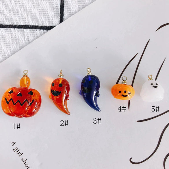 Wholesale Diy Jewelry Accessories Plastic Resin Cartoon Festival Element Transparent Pumpkin Lantern Ghost Pendant