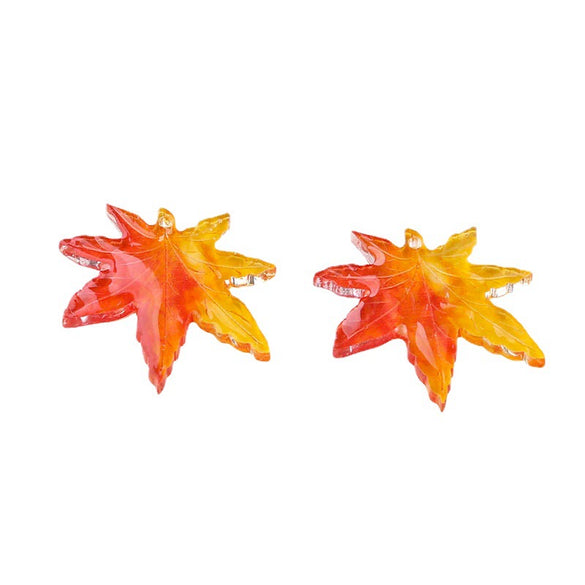 Wholesale Diy Jewelry Accessories Plastic Resin Gradient Red Maple Leaf Ginkgo Leaf Drop Oil Pendant Earrings Hairpin Material