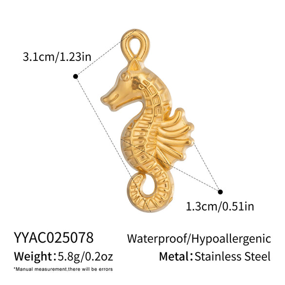 Wholesale Diy Jewelry Accessories Stainless Steel Non Fading Seaside Pendant With Small Animal Pattern For Women Electroplated With 18K Real Gold