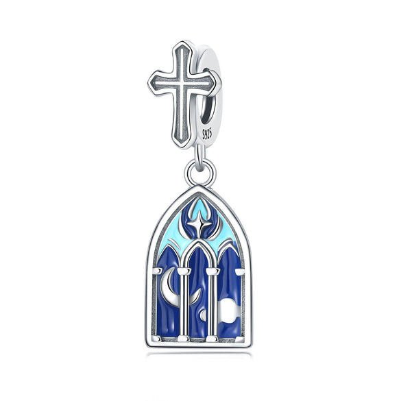 Wholesale Diy Jewelry Accessories Sterling Silver 925 Beads Virgin Cross Bracelet With Dripping Oil Design
