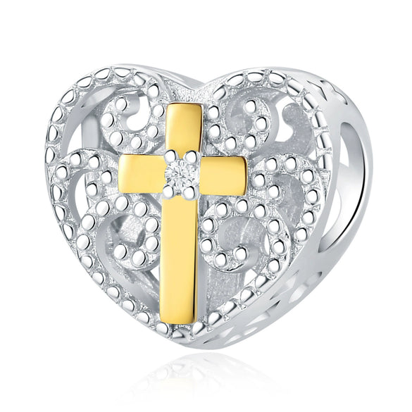 Wholesale Diy Jewelry Accessories Sterling Silver 925 Beads Virgin Cross Bracelet With Dripping Oil Design