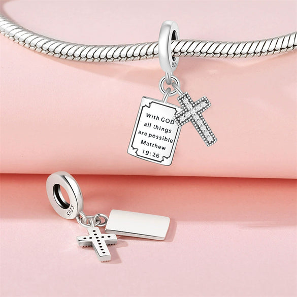 Wholesale Diy Jewelry Accessories Sterling Silver 925 Beads Virgin Cross Bracelet With Dripping Oil Design
