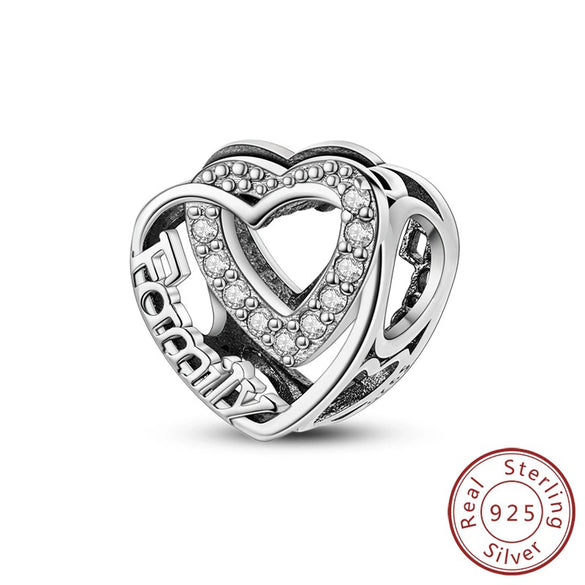 Wholesale Diy Jewelry Accessories 925 Sterling Silver Love Family Charm Decorative Beads Pendant With Dripping Oil Design