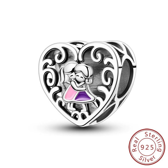 Wholesale Diy Jewelry Accessories 925 Sterling Silver Love Family Charm Decorative Beads Pendant With Dripping Oil Design