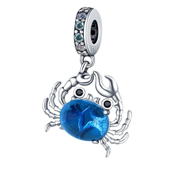 Wholesale Diy Jewelry Accessories 925 Sterling Silver Pendant Beads Ocean Style Animal Crab Charm With Dripping Oil Treatment