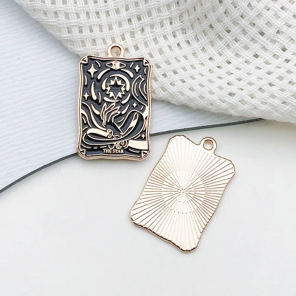 Wholesale Diy Jewelry Accessories Zinc Alloy Hanging Pendant Necklace Earrings Keychain Retro Dark Tarot Style Electroplated