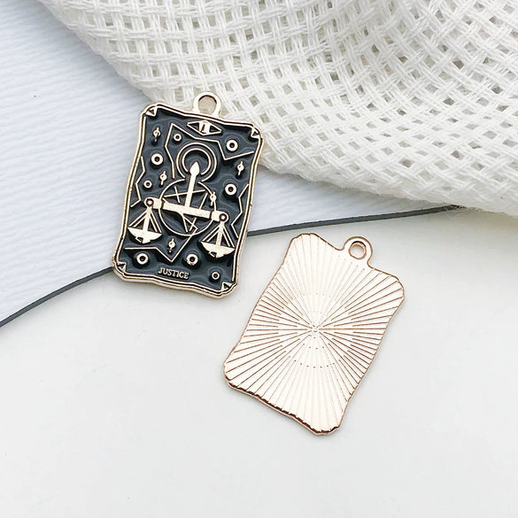 Wholesale Diy Jewelry Accessories Zinc Alloy Hanging Pendant Necklace Earrings Keychain Retro Dark Tarot Style Electroplated