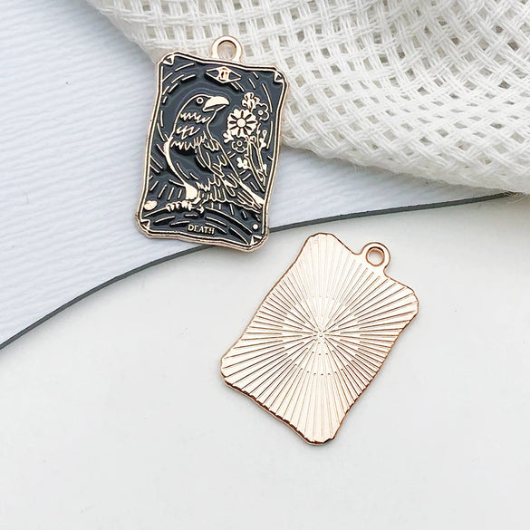 Wholesale Diy Jewelry Accessories Zinc Alloy Hanging Pendant Necklace Earrings Keychain Retro Dark Tarot Style Electroplated