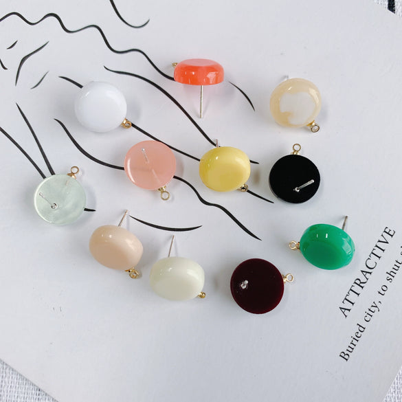 Wholesale Diy Jewelry Basic Accessories Plastic Resin Round Circle Earrings With Hole Pendant Earrings 925 Silver Needle Environmental Protection