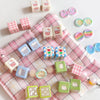Wholesale Diy Material Plaid Square Tulip Shaped Acrylic Plastic Resin Bead With Printing For Dog Kitty Cat
