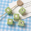 Wholesale Diy Material Plaid Square Tulip Shaped Acrylic Plastic Resin Bead With Printing For Dog Kitty Cat