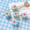 Wholesale Diy Material Plaid Square Tulip Shaped Acrylic Plastic Resin Bead With Printing For Dog Kitty Cat