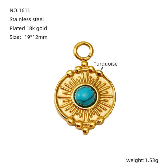 Wholesale Diy Natural Stone Stainless Steel Geometric Fashion Jewelry Semifinished Accessories With Electroplating Pendant Necklace Earrings