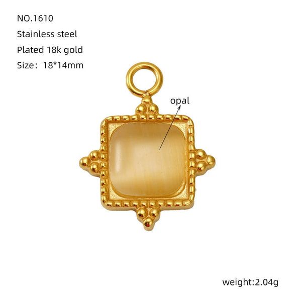 Wholesale Diy Natural Stone Stainless Steel Geometric Fashion Jewelry Semifinished Accessories With Electroplating Pendant Necklace Earrings