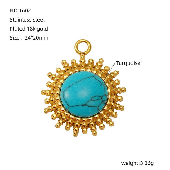 Wholesale Diy Natural Stone Stainless Steel Geometric Fashion Jewelry Semifinished Accessories With Electroplating Pendant Necklace Earrings