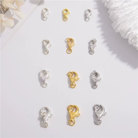 Wholesale Diy Necklace S925 Sterling Silver Gold Plated Lobster Clasp Minimalist Style