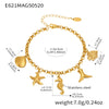 Wholesale Diy Ocean Style Stainless Steel Geometric Ferris Wheel Seahorse Starfish Fish Tail Shell Flying Fish Pendant Bracelet For Women Electroplated