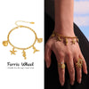 Wholesale Diy Ocean Style Stainless Steel Geometric Ferris Wheel Seahorse Starfish Fish Tail Shell Flying Fish Pendant Bracelet For Women Electroplated