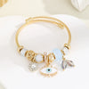 Wholesale Diy Stainless Steel Adjustable Lovers Bracelet With Inlaid Glass Diamond Pendant For Women