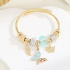 Wholesale Diy Stainless Steel Adjustable Lovers Bracelet With Inlaid Glass Diamond Pendant For Women