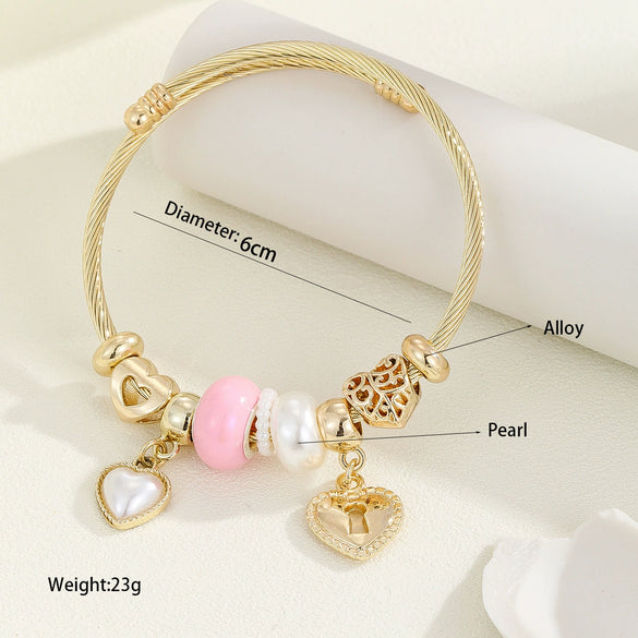 Wholesale Diy Stainless Steel Adjustable Lovers Bracelet With Inlaid Glass Diamond Pendant For Women