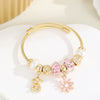 Wholesale Diy Stainless Steel Adjustable Lovers Bracelet With Inlaid Glass Diamond Pendant For Women