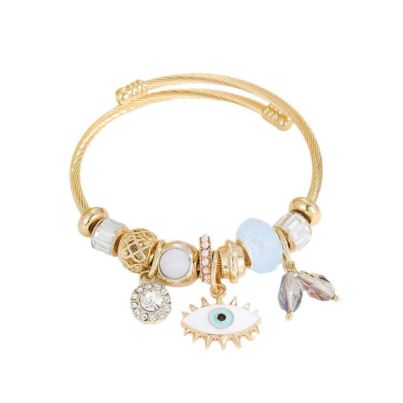 Wholesale Diy Stainless Steel Adjustable Lovers Bracelet With Inlaid Glass Diamond Pendant For Women
