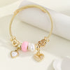 Wholesale Diy Stainless Steel Adjustable Lovers Bracelet With Inlaid Glass Diamond Pendant For Women