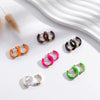 Wholesale Dopamine Color Geometric Stainless Steel Dripping Oil Earrings Unisex