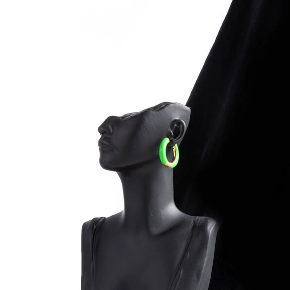 Wholesale Dopamine Color Geometric Stainless Steel Dripping Oil Earrings Unisex