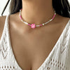 Wholesale Dopamine Colored Geometric Polymer Clay And Glass Crystal Beaded Necklace Handmade For Women