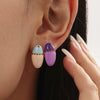 Wholesale Dopamine Colorful Geometric Ferris Wheel Bean Earrings For Women Stainless Steel Enamel Glaze Electroplated