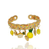 Wholesale Dopamine Fashion Ol Style Copper Handwoven Bracelet With Fruit Pendant And Electroplating