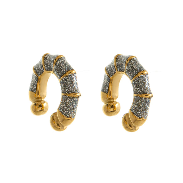 Wholesale Dopamine Fine Glitter Geometric Diamond Stainless Steel Hoop Earrings For Women