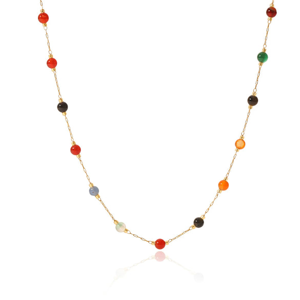 Wholesale Dopamine Necklace Stainless Steel Colorful Beaded Geometric Handmade Clavicle Chain For Women