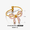 Wholesale Dopamine Oil Drop Bow Shaped Stainless Steel Ring With Electroplating For Women Niche Design