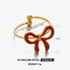 Wholesale Dopamine Oil Drop Bow Shaped Stainless Steel Ring With Electroplating For Women Niche Design