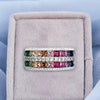 Wholesale Dopamine Rainbow Geometric Zircon Copper Ring For Women Fairy Style Jewelry