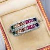 Wholesale Dopamine Rainbow Geometric Zircon Copper Ring For Women Fairy Style Jewelry