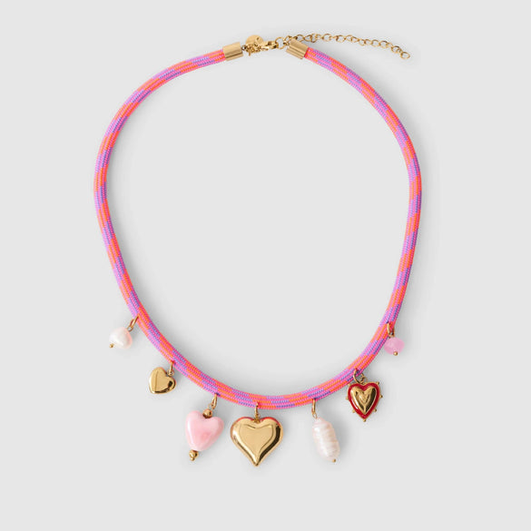 Wholesale Dopamine Titanium Steel Necklace Heart Shaped Baroque Pearl Pendant Electroplated