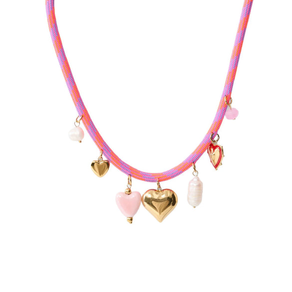 Wholesale Dopamine Titanium Steel Necklace Heart Shaped Baroque Pearl Pendant Electroplated