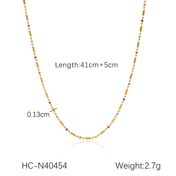 Wholesale Dopamine Women's Clavicle Chain Necklace Handmade With Colorful Natural Stone Beads And Geometric Pattern Stainless Steel