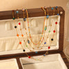 Wholesale Dopamine Women's Clavicle Chain Necklace Handmade With Colorful Natural Stone Beads And Geometric Pattern Stainless Steel