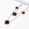 Wholesale Double Chain Titanium Steel Necklace For Women With Four Leaf Clover Pattern And Gold Inlaid Treatment