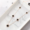 Wholesale Double Chain Titanium Steel Necklace For Women With Four Leaf Clover Pattern And Gold Inlaid Treatment
