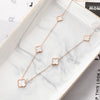 Wholesale Double Chain Titanium Steel Necklace For Women With Four Leaf Clover Pattern And Gold Inlaid Treatment