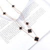 Wholesale Double Chain Titanium Steel Necklace For Women With Four Leaf Clover Pattern And Gold Inlaid Treatment